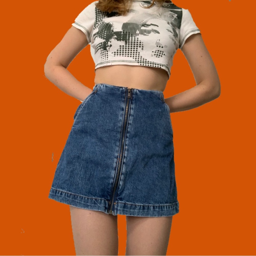 Zara denim zip up mini skirt
